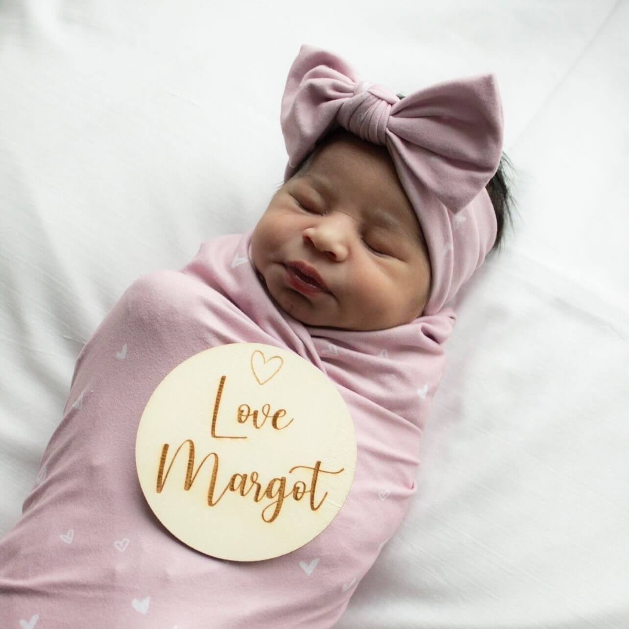 Tiny Hearts in Dusty Pink Large Bow Headwrap