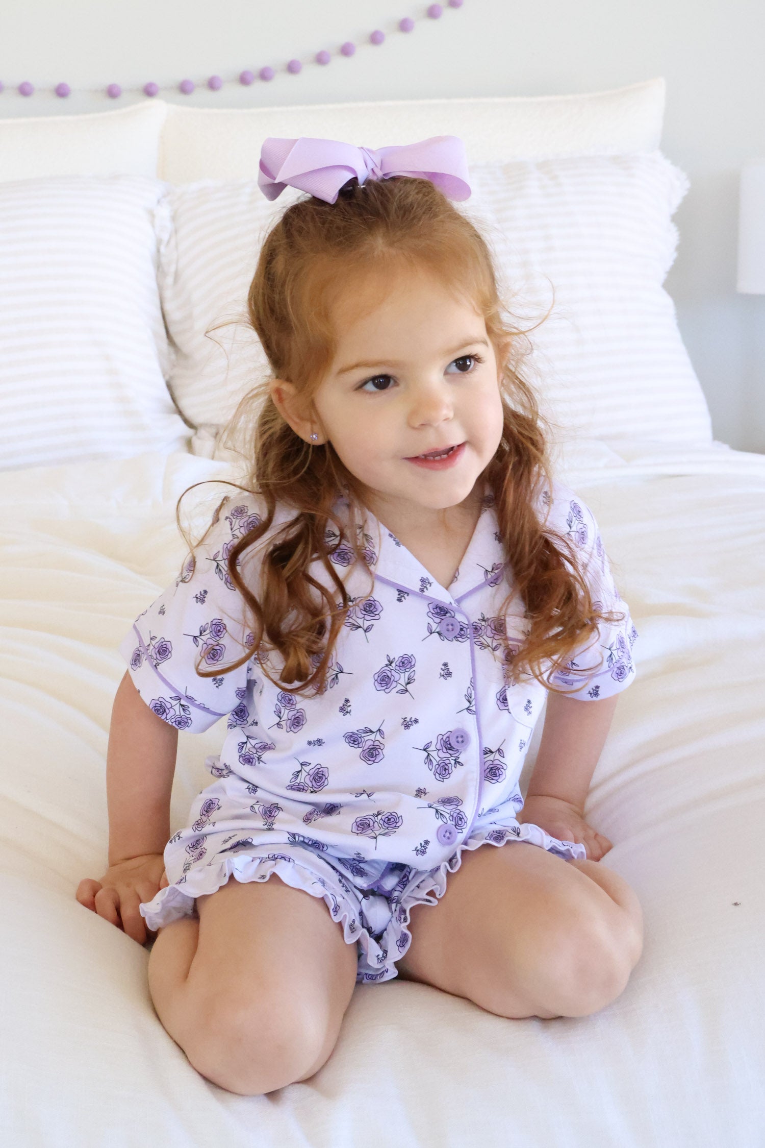 Girl's Two Piece Short Lounge Set | Amethyst Garden