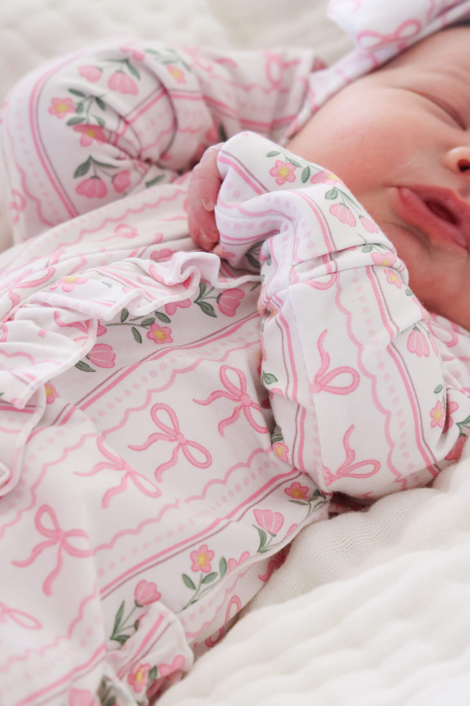 Ruffle Zipper Footie | Coquette Garden