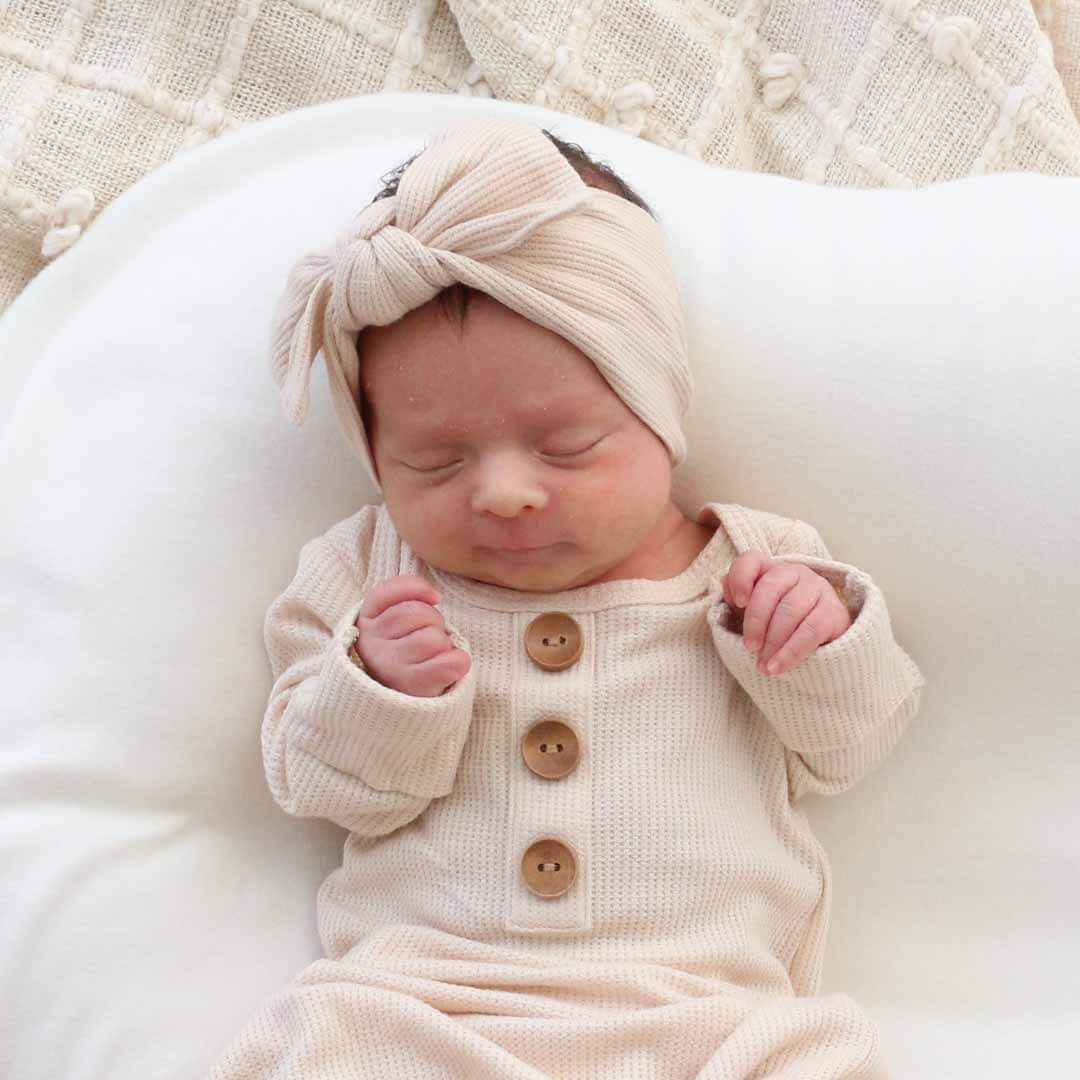 Bamboo Waffle Knit Large Bow Headwraps
