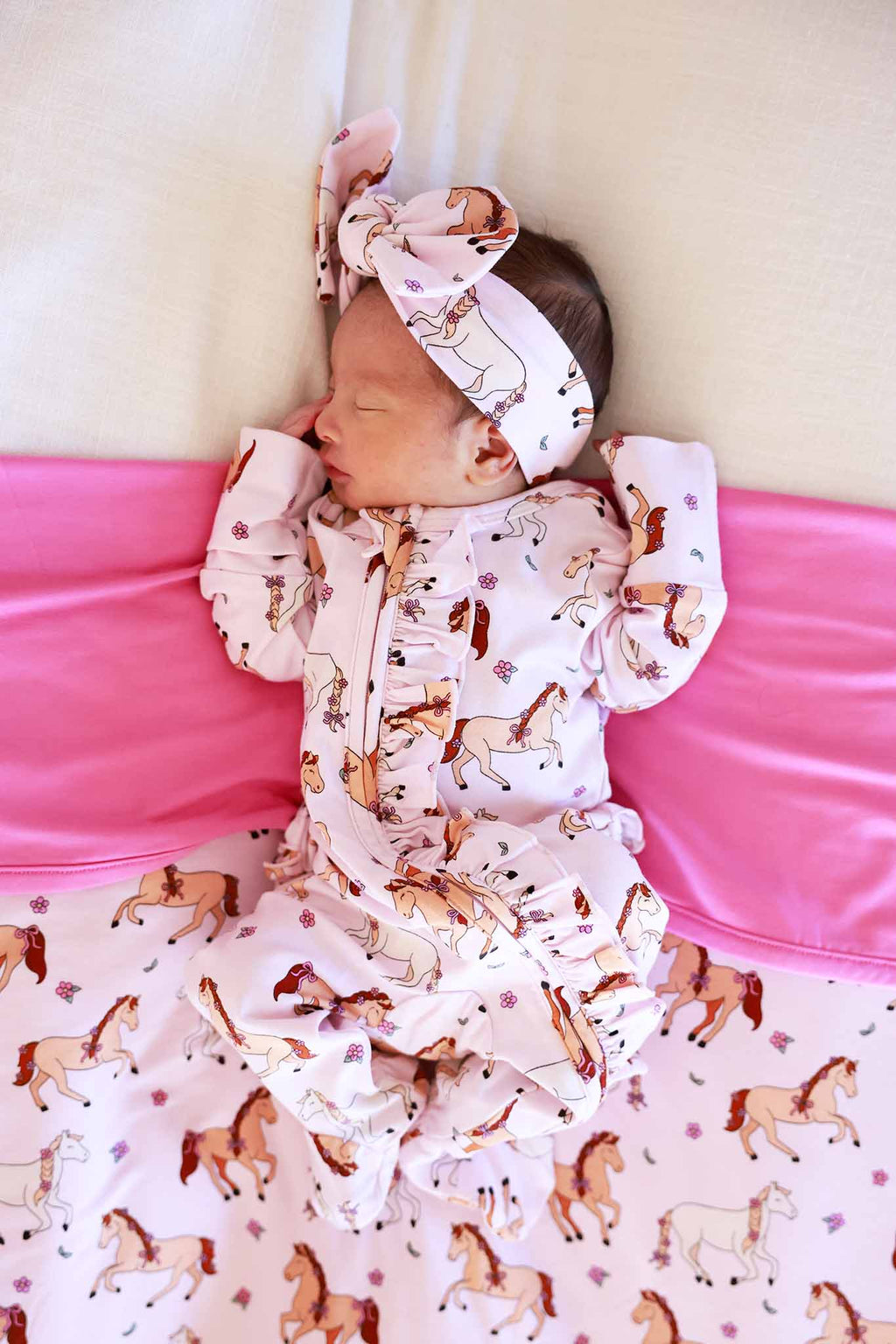 Ruffle Zipper Footie | Pony Club Pink