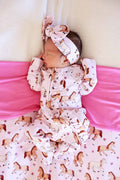 Ruffle Zipper Footie | Pony Club Pink