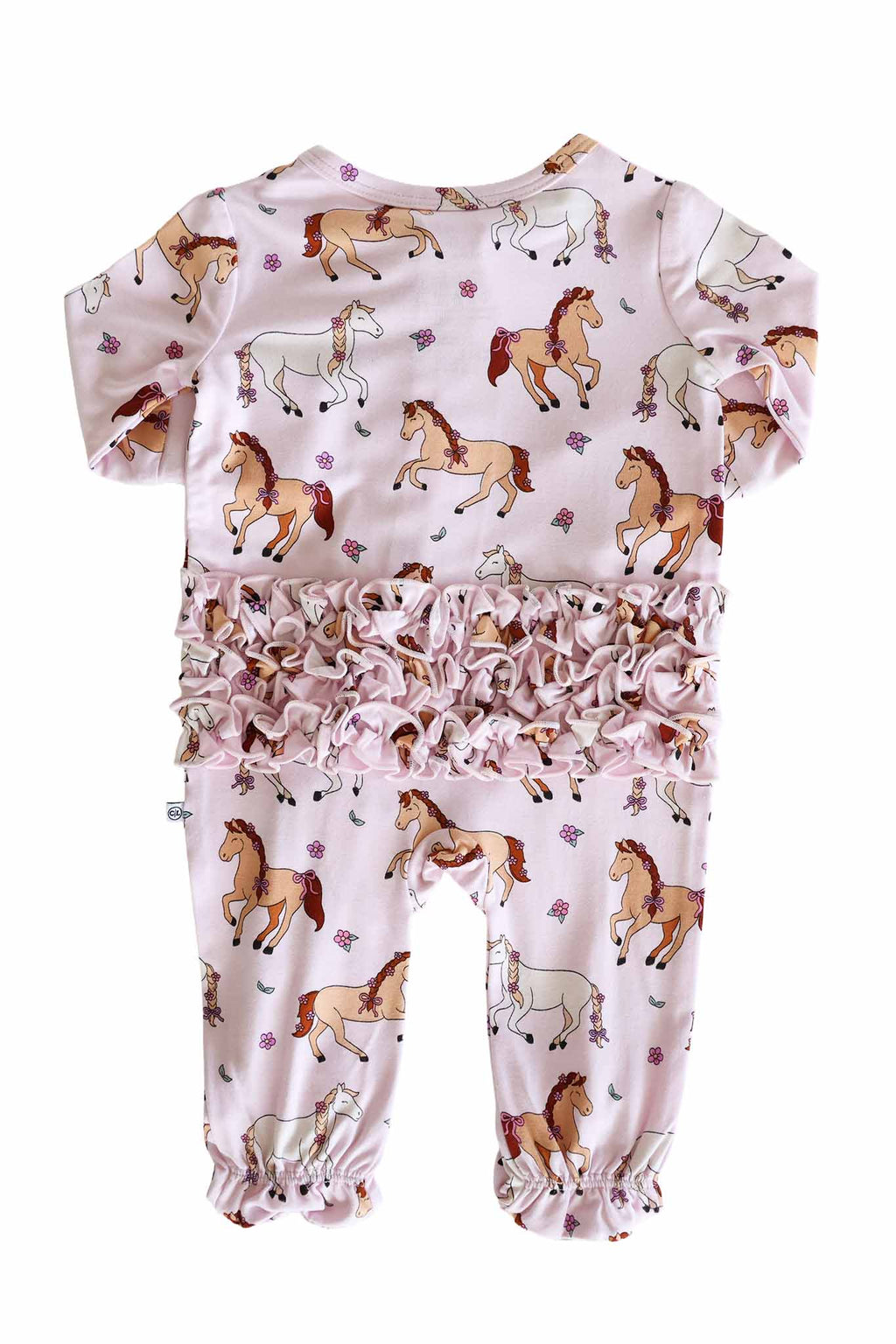 Ruffle Zipper Footie | Pony Club Pink