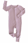 Embroidered Bamboo Waffle Convertible Zip Romper | Amethyst