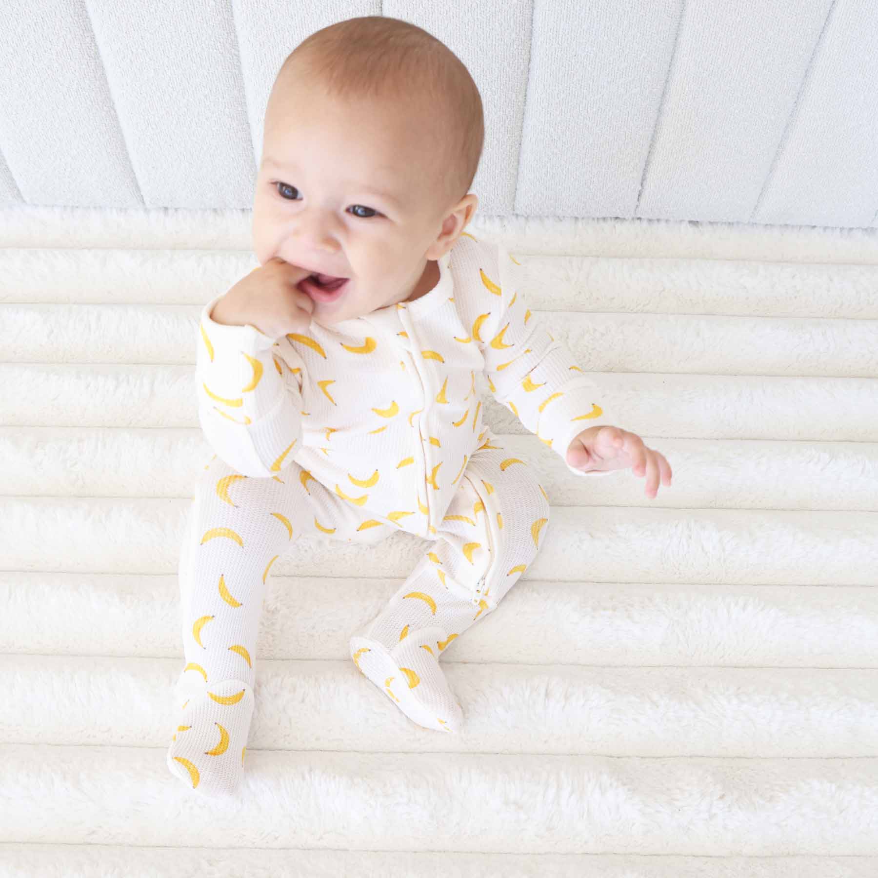 Go Bananas Bamboo Waffle Zipper Footie