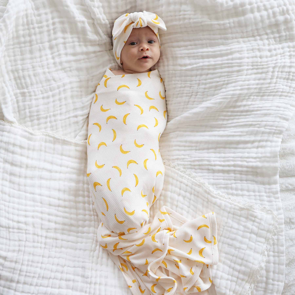 Go Bananas Bamboo Waffle Knit Large Bow Headwrap