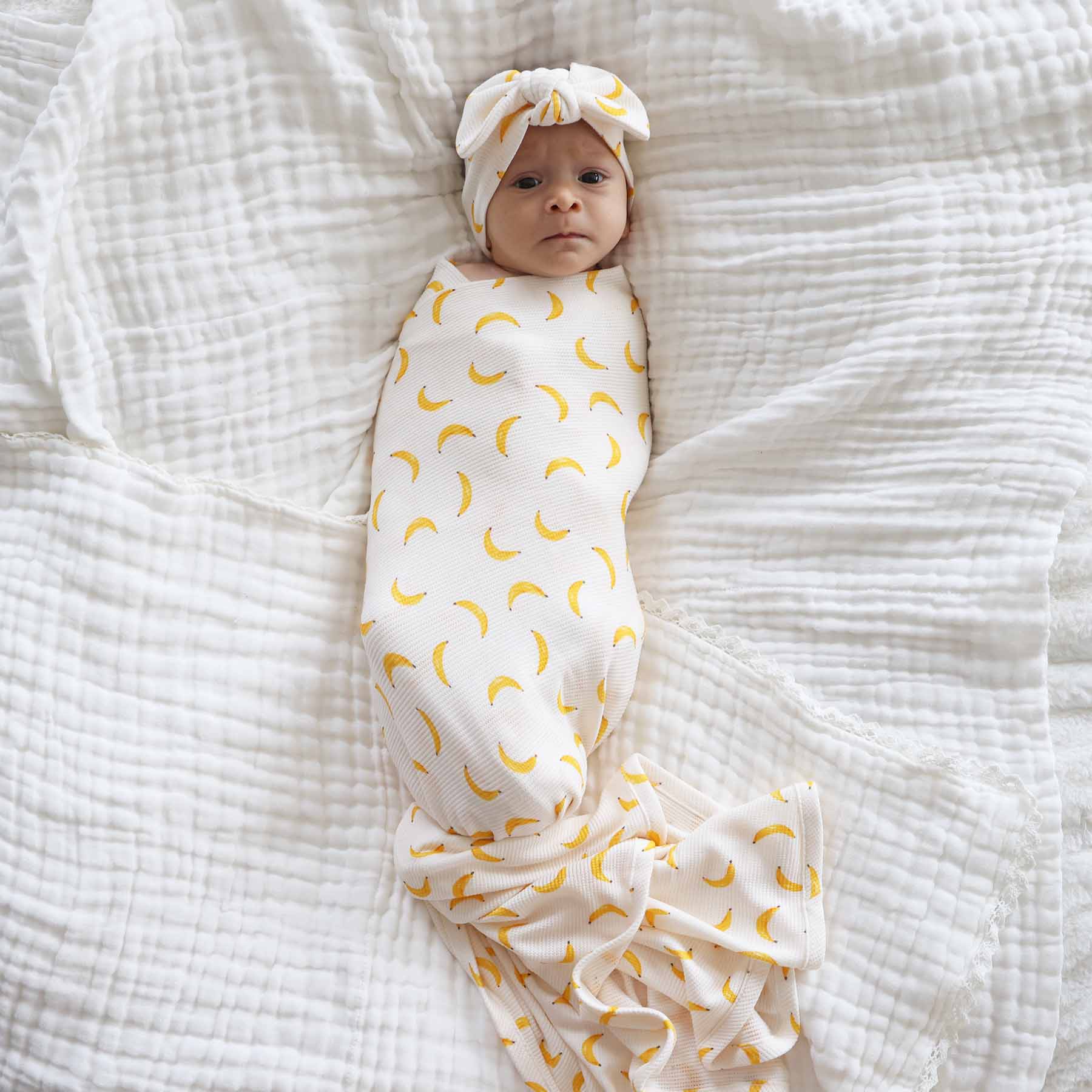 Go Bananas Bamboo Waffle Knit Large Bow Headwrap