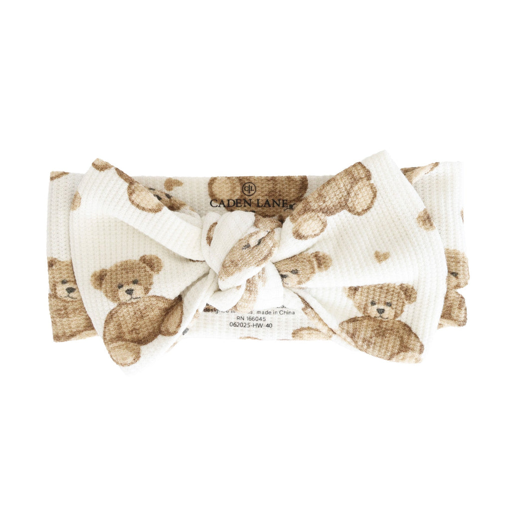 Beary Sweet Bamboo Waffle Knit Large Bow Headwrap