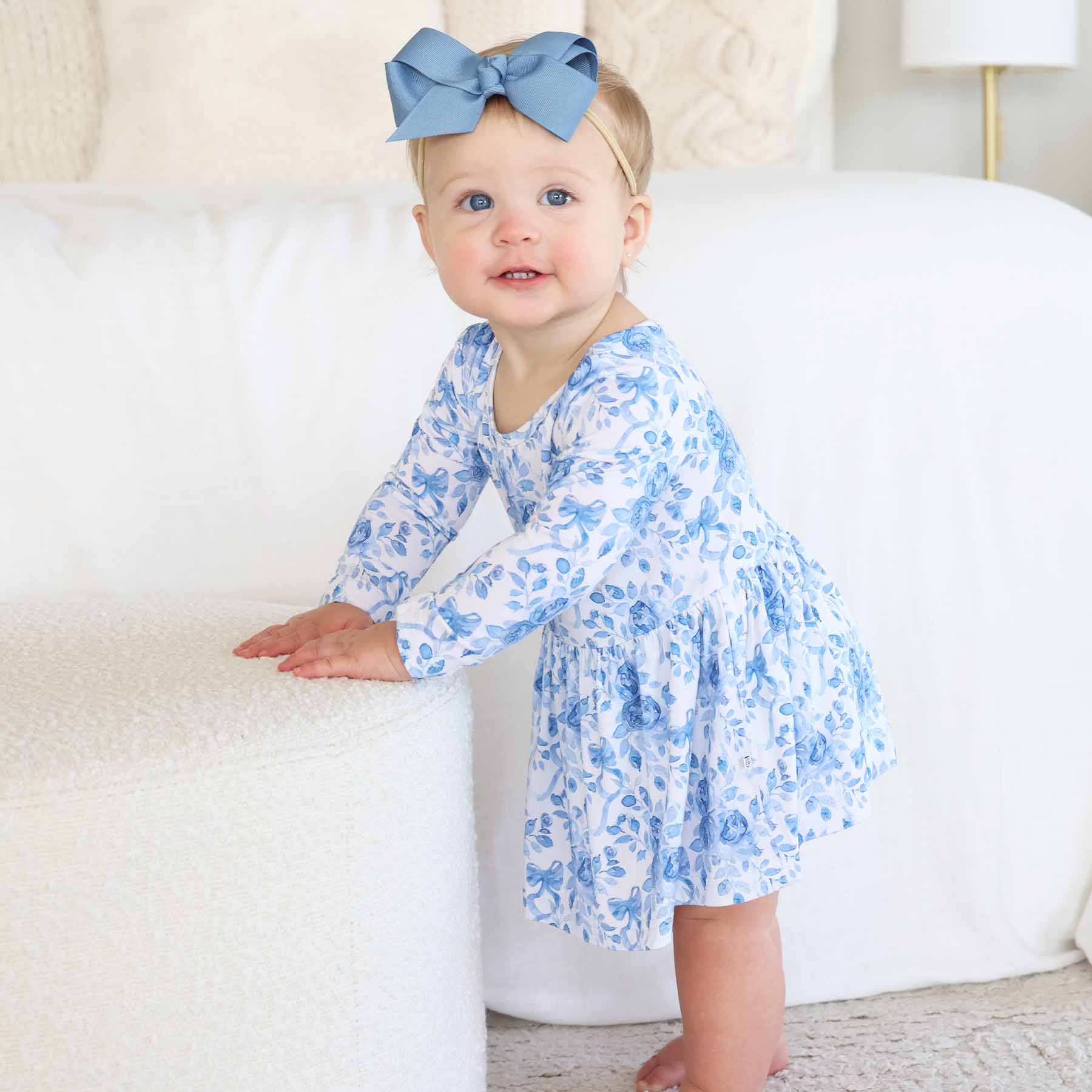 Ribbon Bow Headband | Vintage Blue