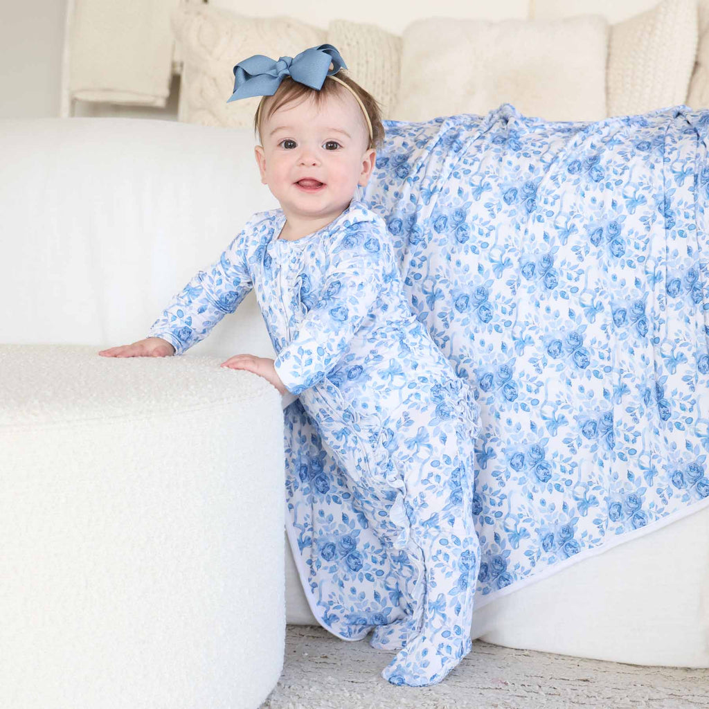 Ribbon Bow Headband | Vintage Blue