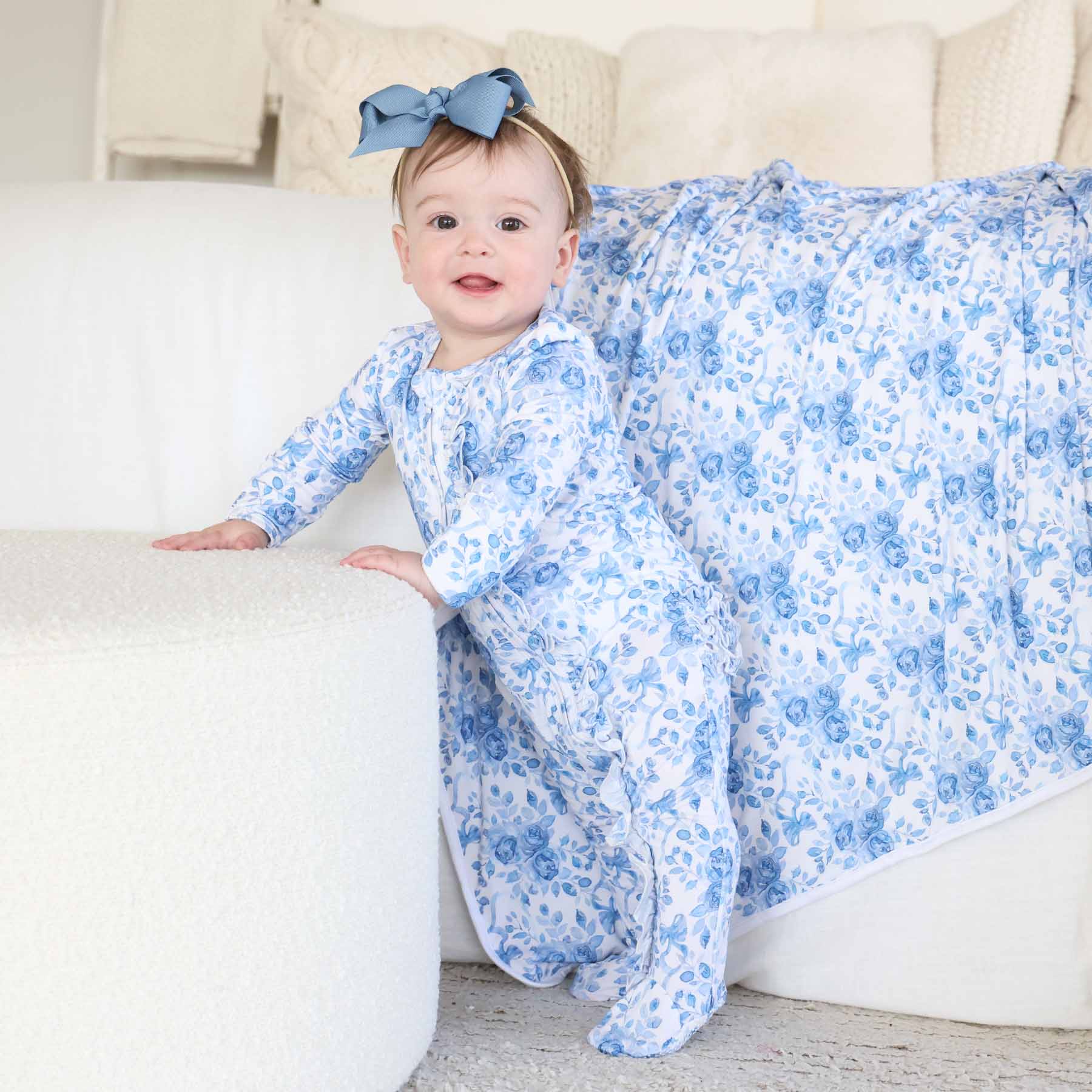 Ribbon Bow Headband | Vintage Blue