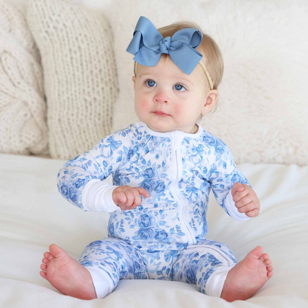 Ribbon Bow Headband | Vintage Blue