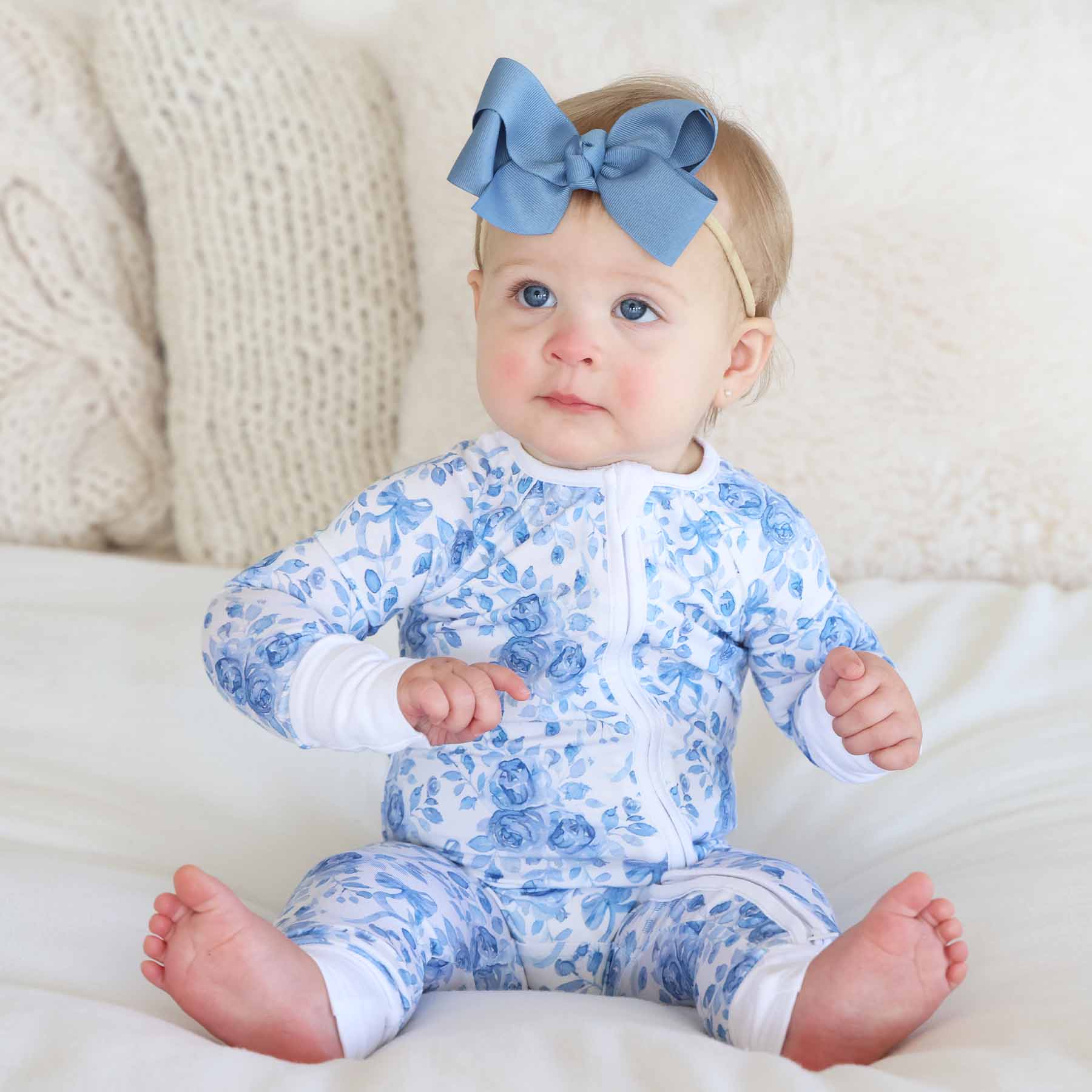Ribbon Bow Headband | Vintage Blue