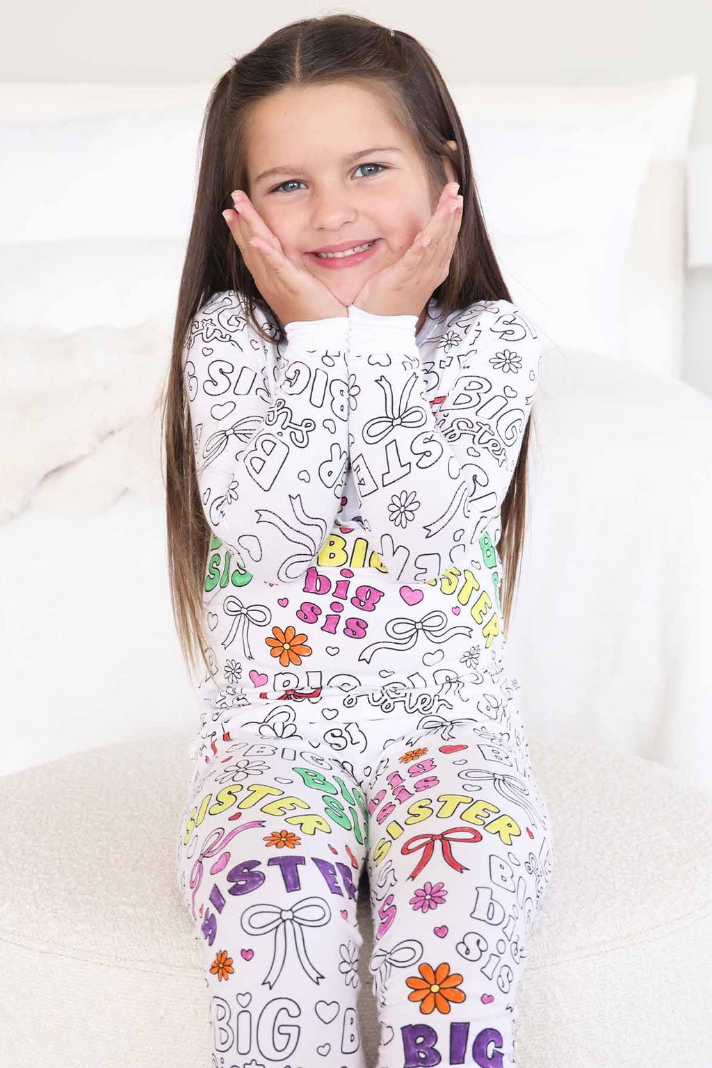 Colorable Two Piece Pajama Set | Big Sis