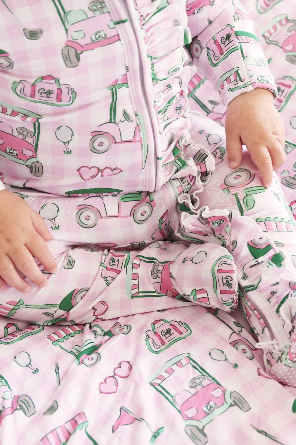 Birdie Babes Ruffle Zipper Footie | Pink