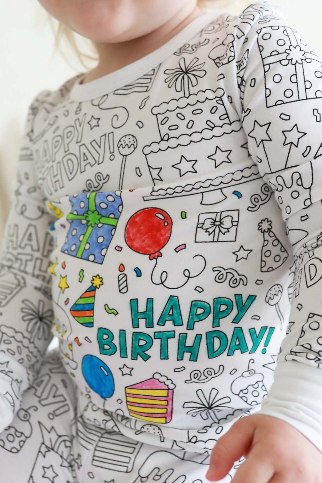 Colorable Two Piece Pajama Set | Birthday Celebration