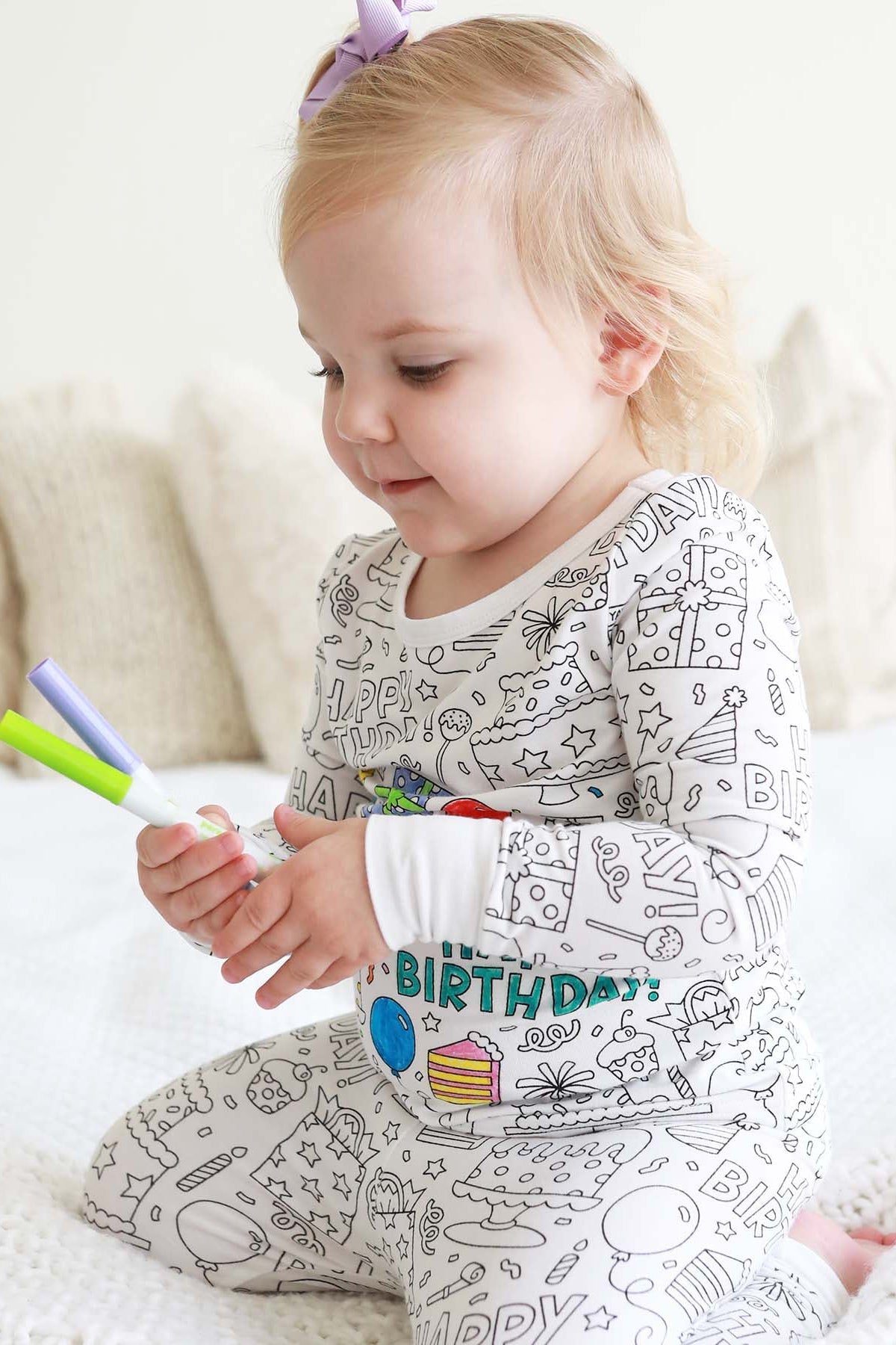 Colorable Two Piece Pajama Set | Birthday Celebration