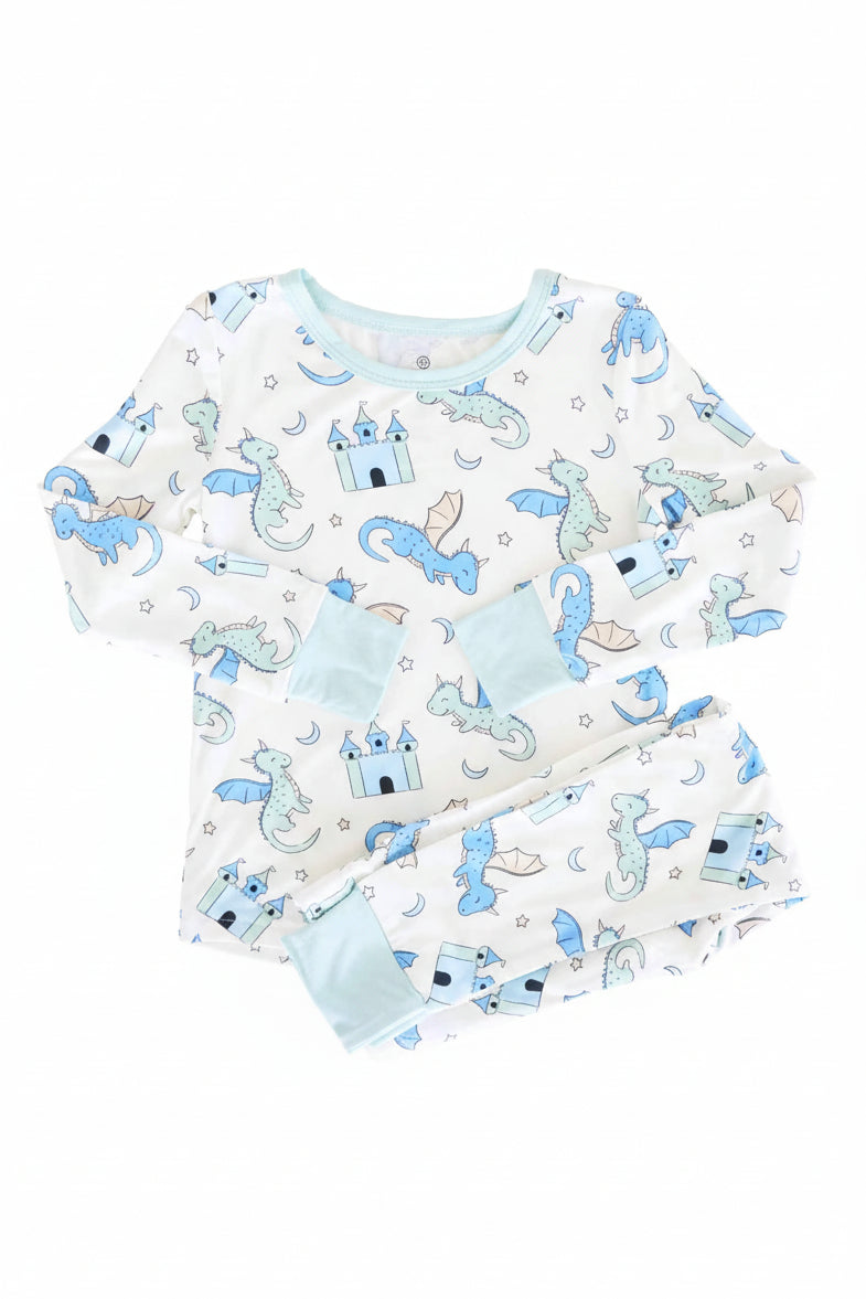 Dragon Adventure Two Piece Pajama Set | Blue