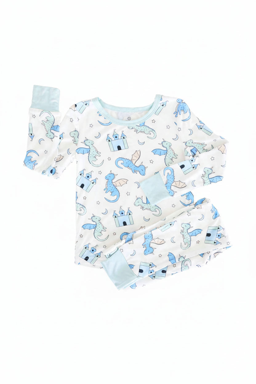 Dragon Adventure Two Piece Pajama Set | Blue