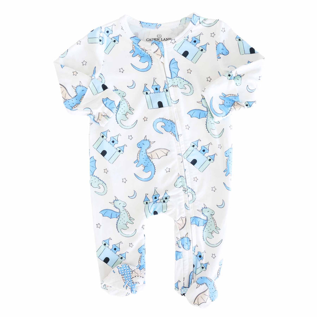 Dragon Adventure Zipper Footie | Blue