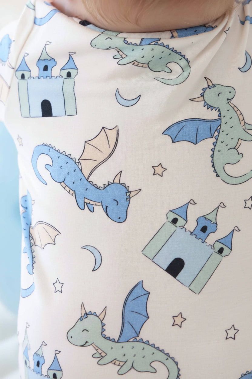 Dragon Adventure Zipper Footie | Blue