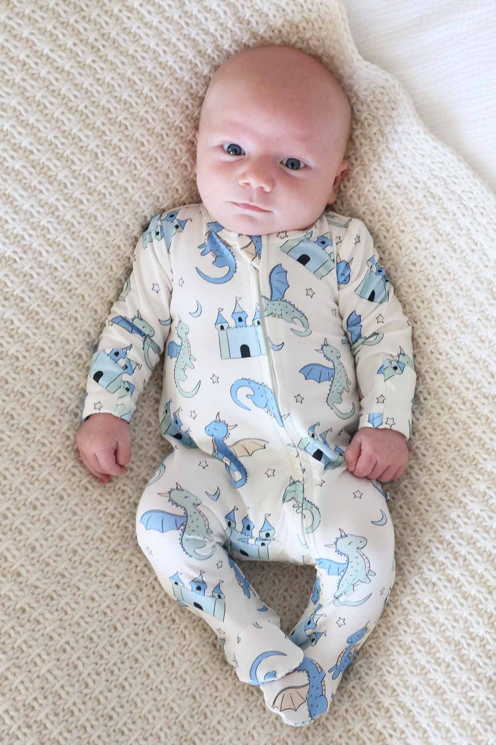 Dragon Adventure Zipper Footie | Blue