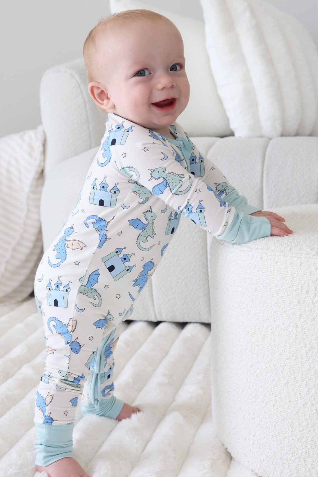 Dragon Adventure Convertible Zip Romper | Blue