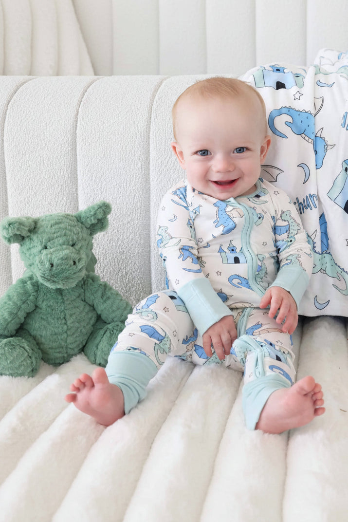 Dragon Adventure Convertible Zip Romper | Blue