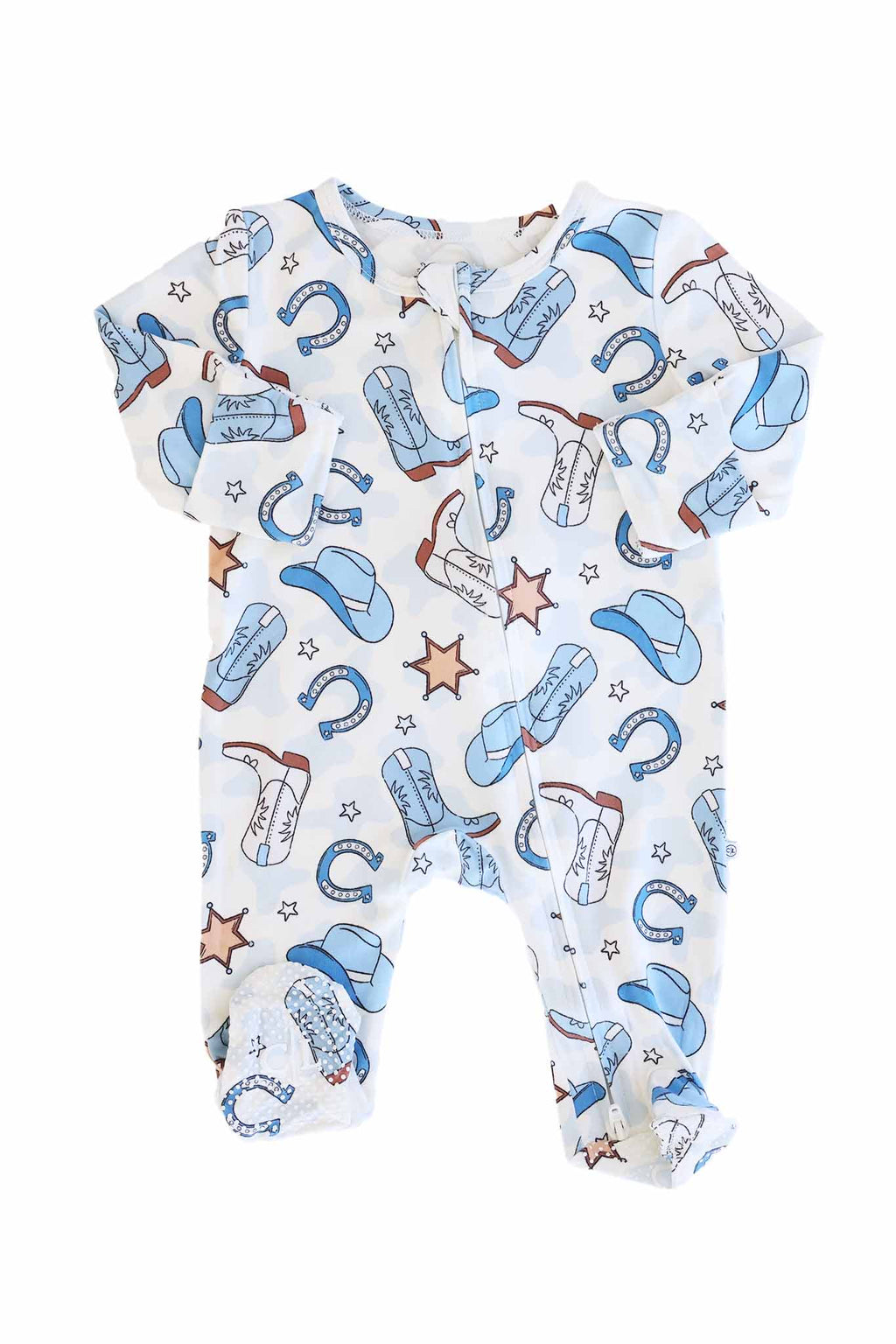 Rodeo Dreams Zipper Footie | Blue