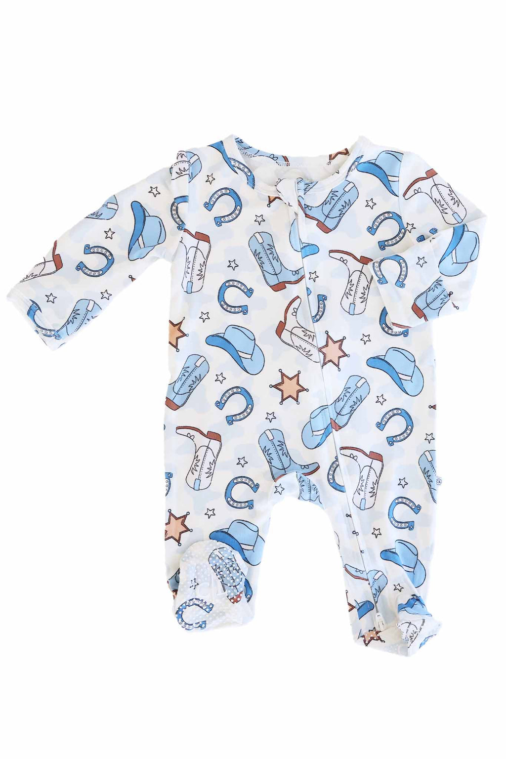 Rodeo Dreams Zipper Footie | Blue
