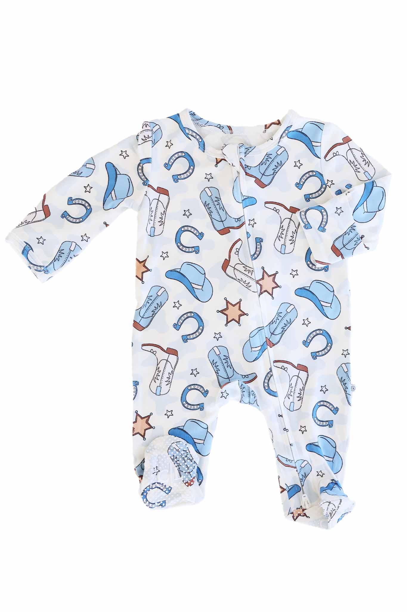 Rodeo Dreams Zipper Footie | Blue
