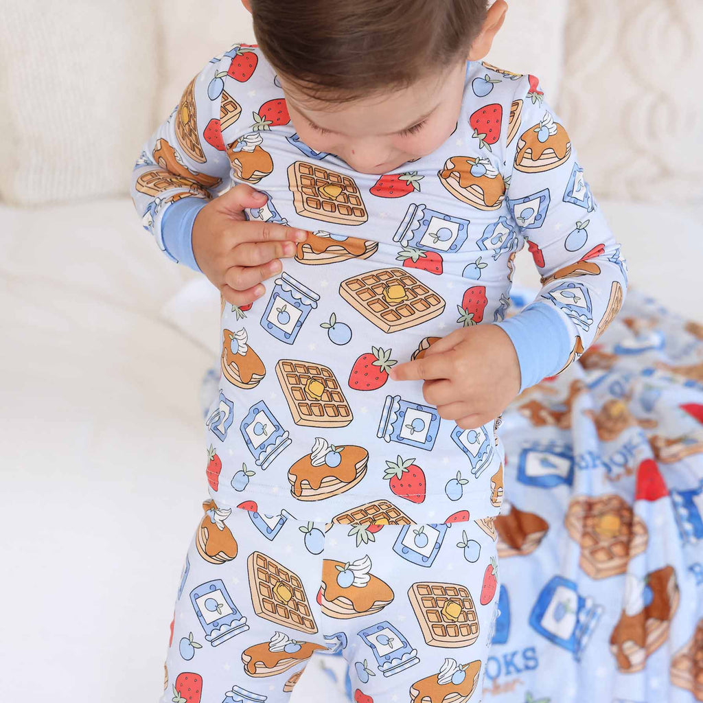 Sweet Stacks Two Piece Pajama Set | Blue