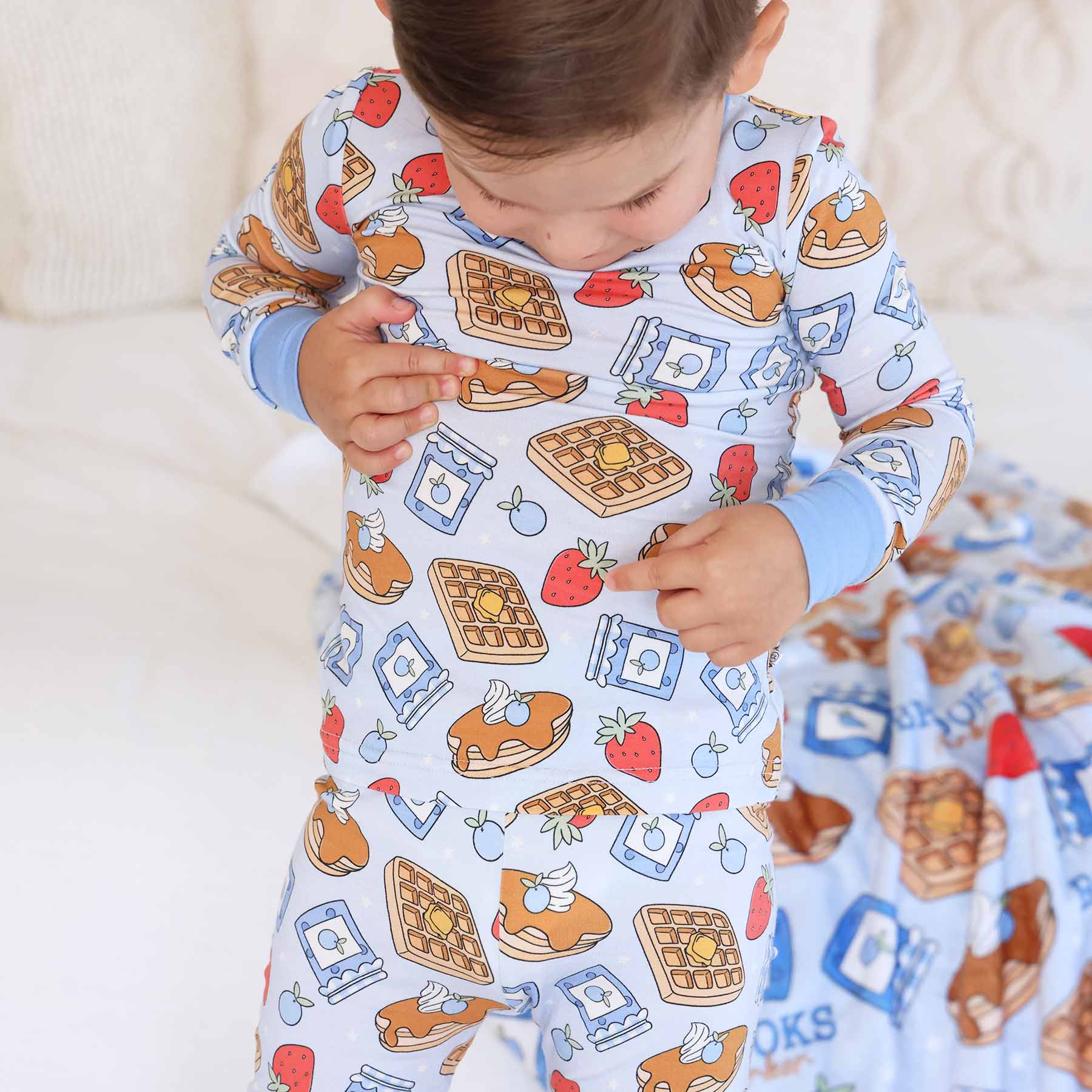 Sweet Stacks Two Piece Pajama Set | Blue