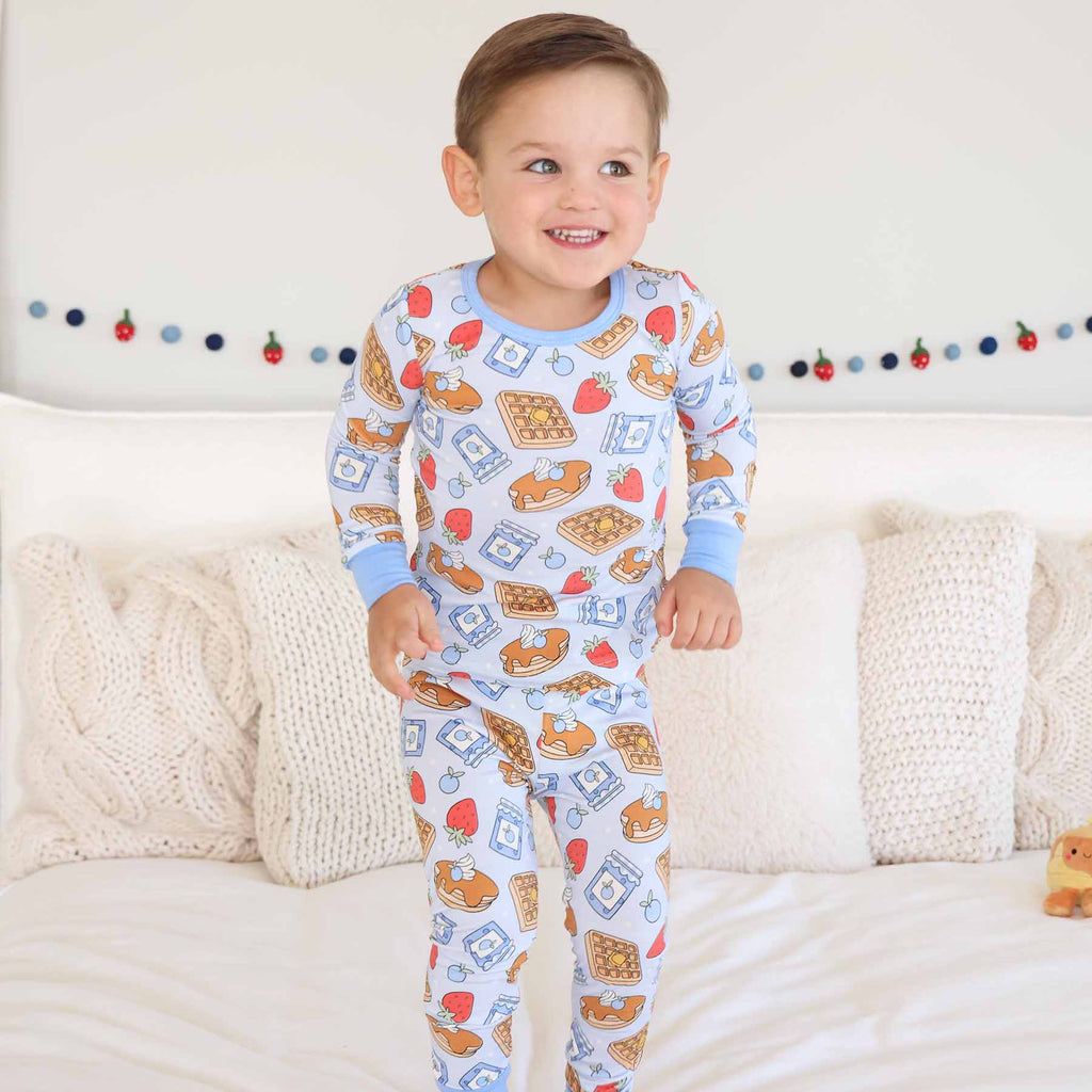 Sweet Stacks Two Piece Pajama Set | Blue