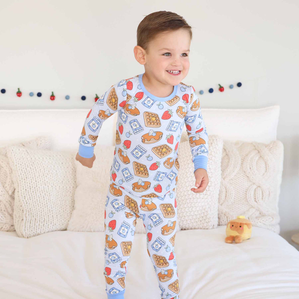 Sweet Stacks Two Piece Pajama Set | Blue