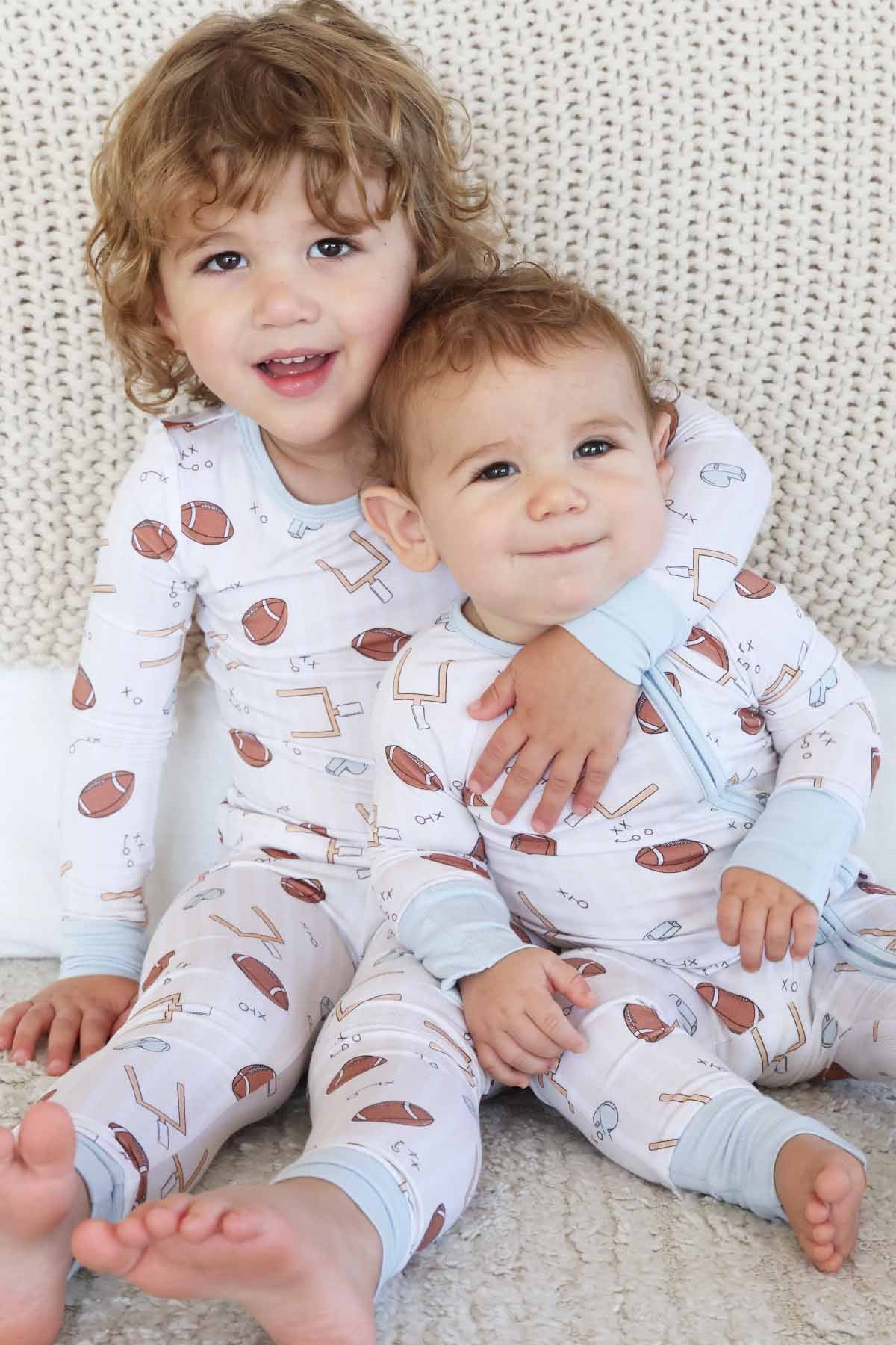 Tiny Touchdowns Two Piece Pajama Set | Neutral