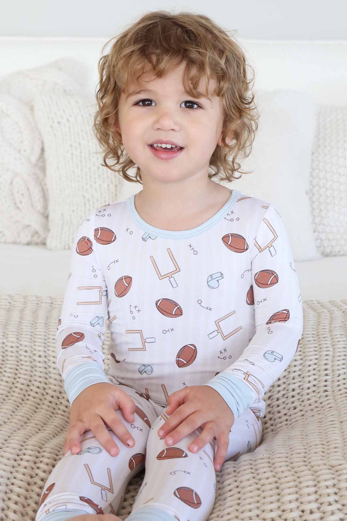 Tiny Touchdowns Two Piece Pajama Set | Neutral