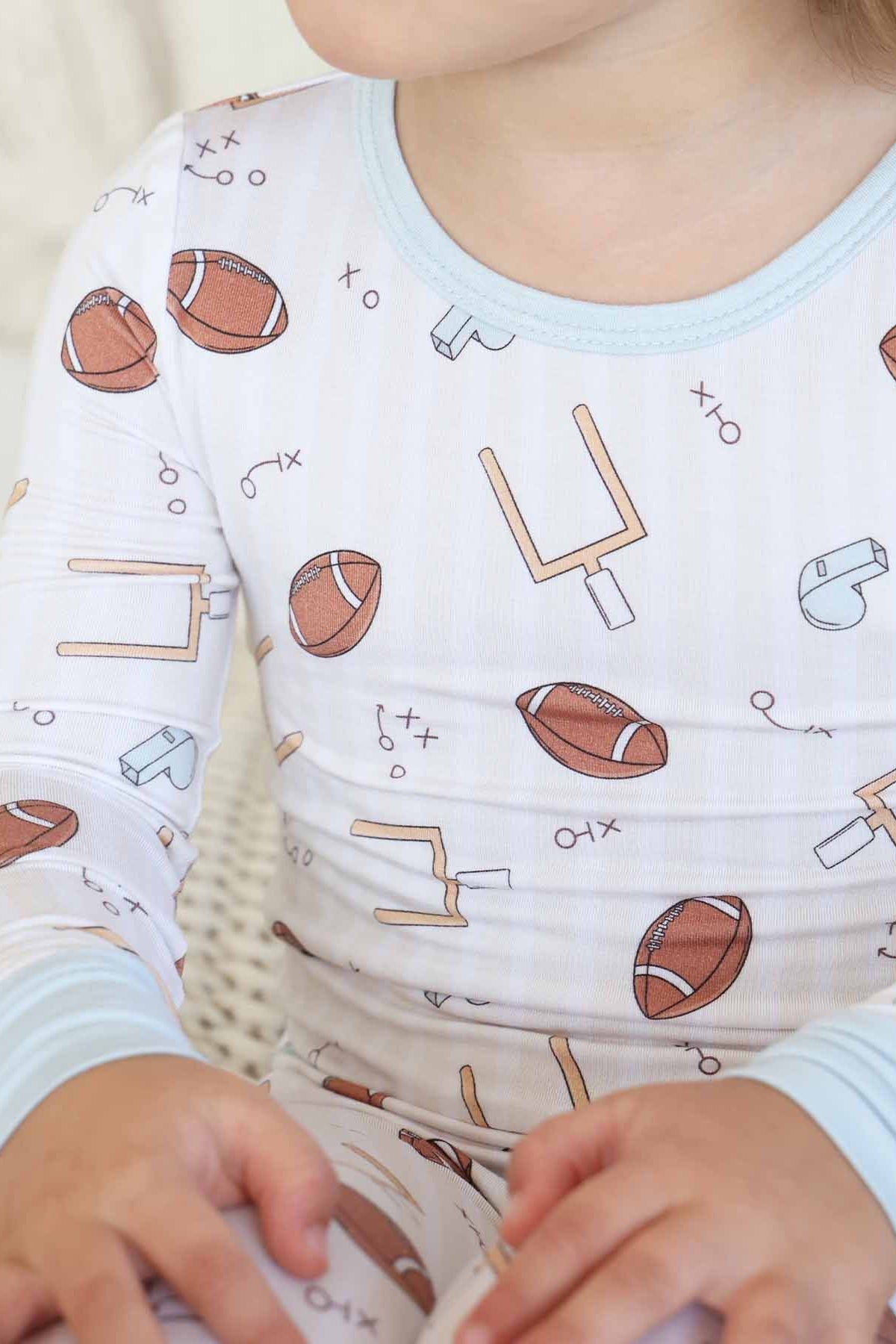 Tiny Touchdowns Two Piece Pajama Set | Neutral