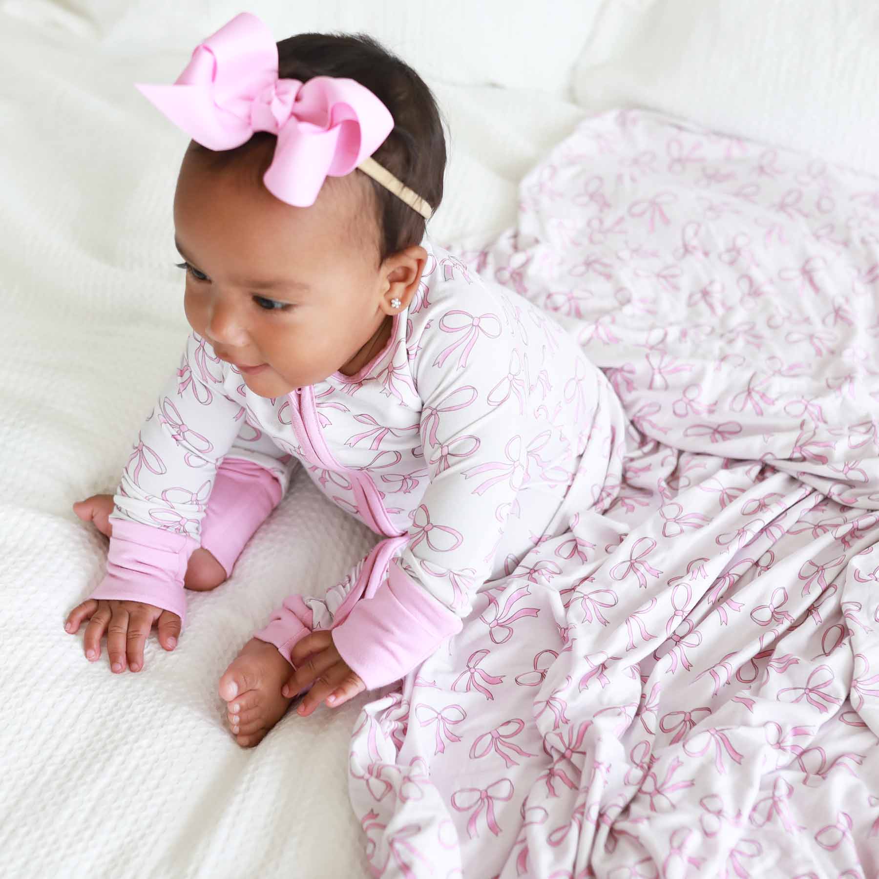 Ribbon Bow Headband | Blushing Pink