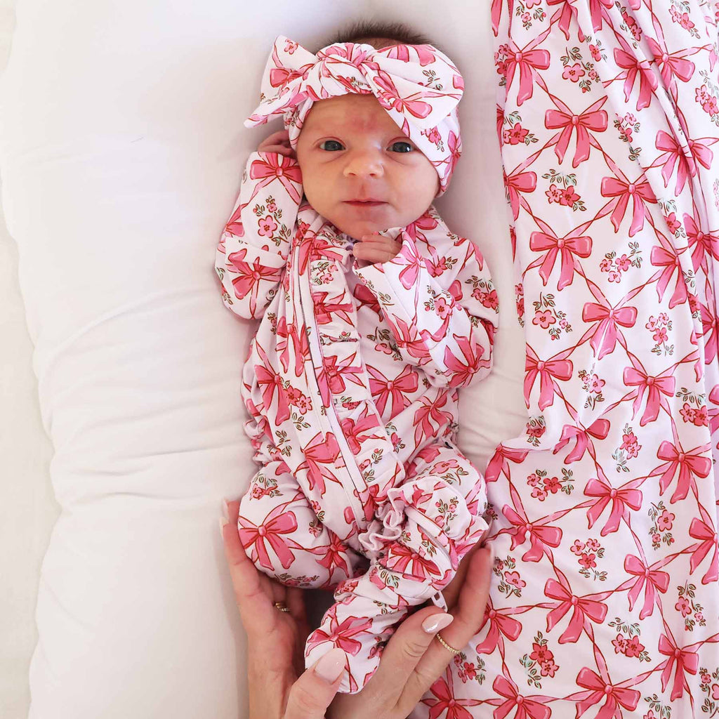 Bow Besties Ruffle Zipper Footie