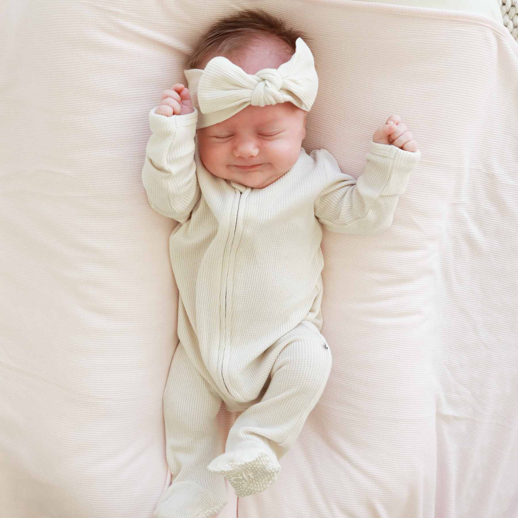 Bamboo Waffle Knit Large Bow Headwraps