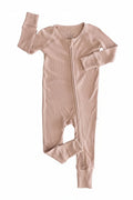 Embroidered Bamboo Waffle Convertible Zip Romper | Cocoa