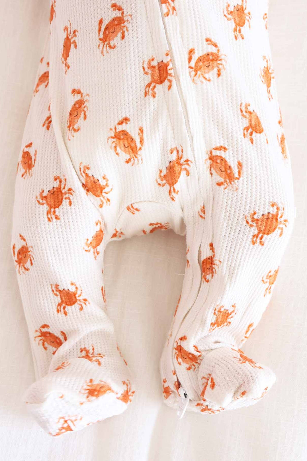 Cutie Crabs Bamboo Waffle Zipper Footie