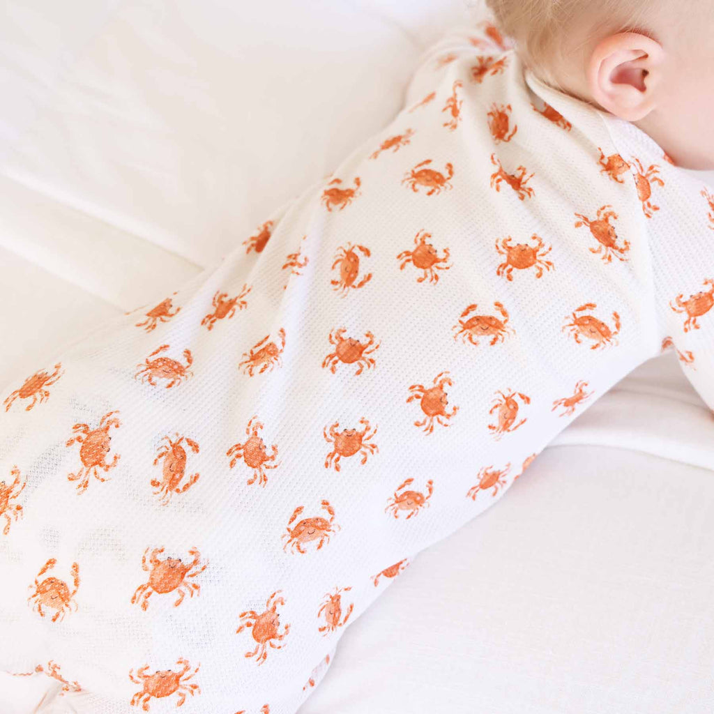 Cutie Crabs Bamboo Waffle Convertible Zip Romper