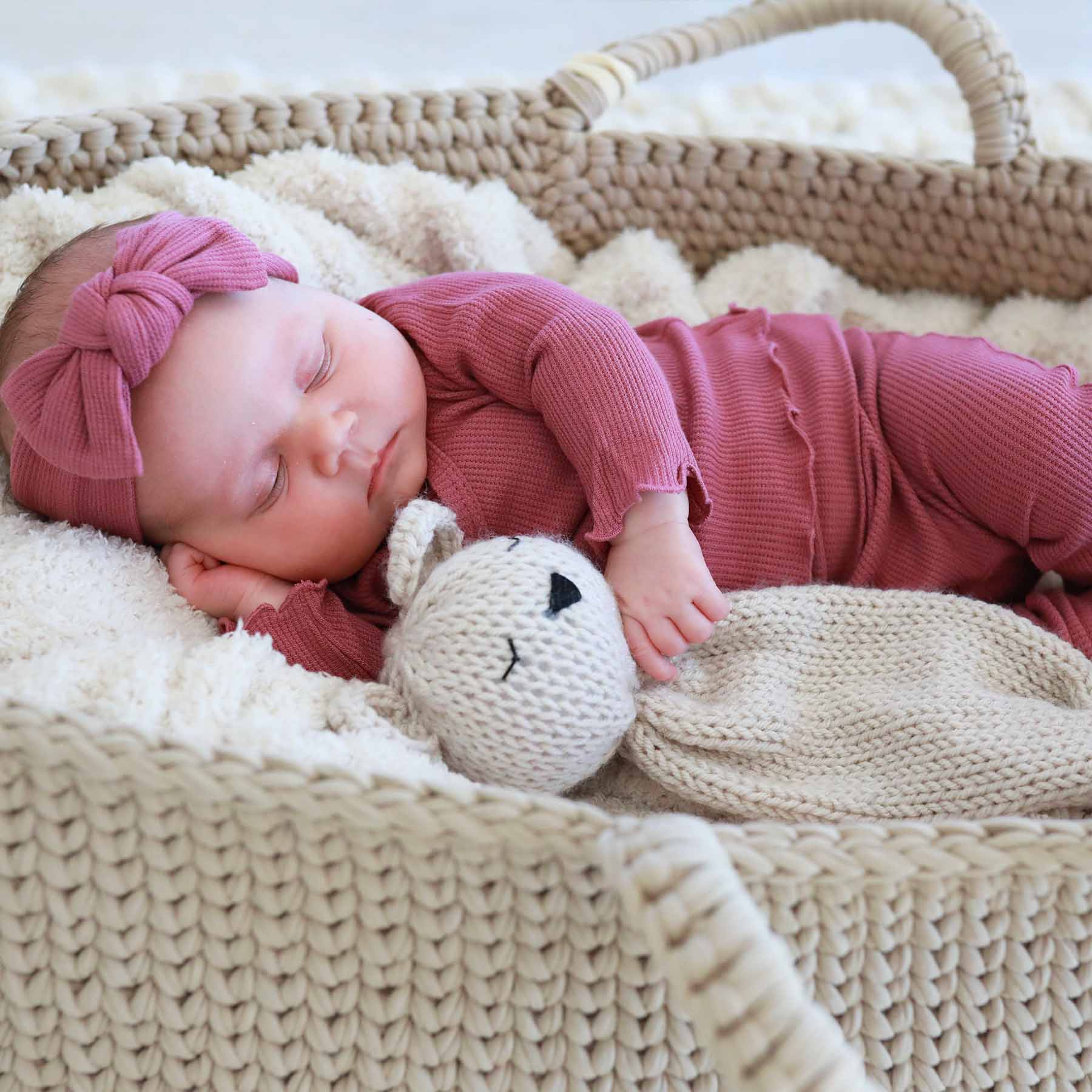 Bamboo Waffle Knit Large Bow Headwraps