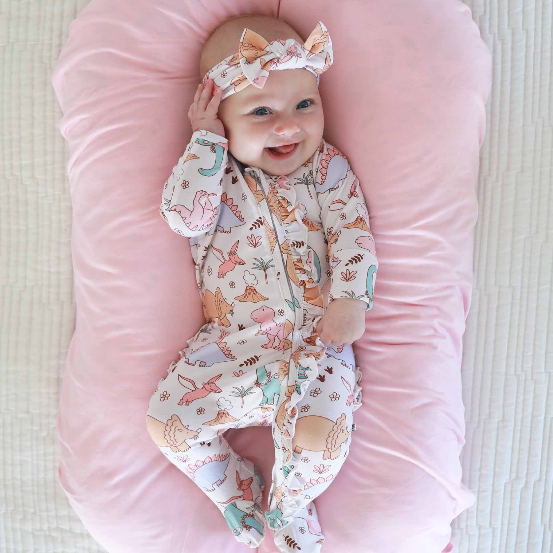 Dolly's Dinos Knit Large Bow Headwrap