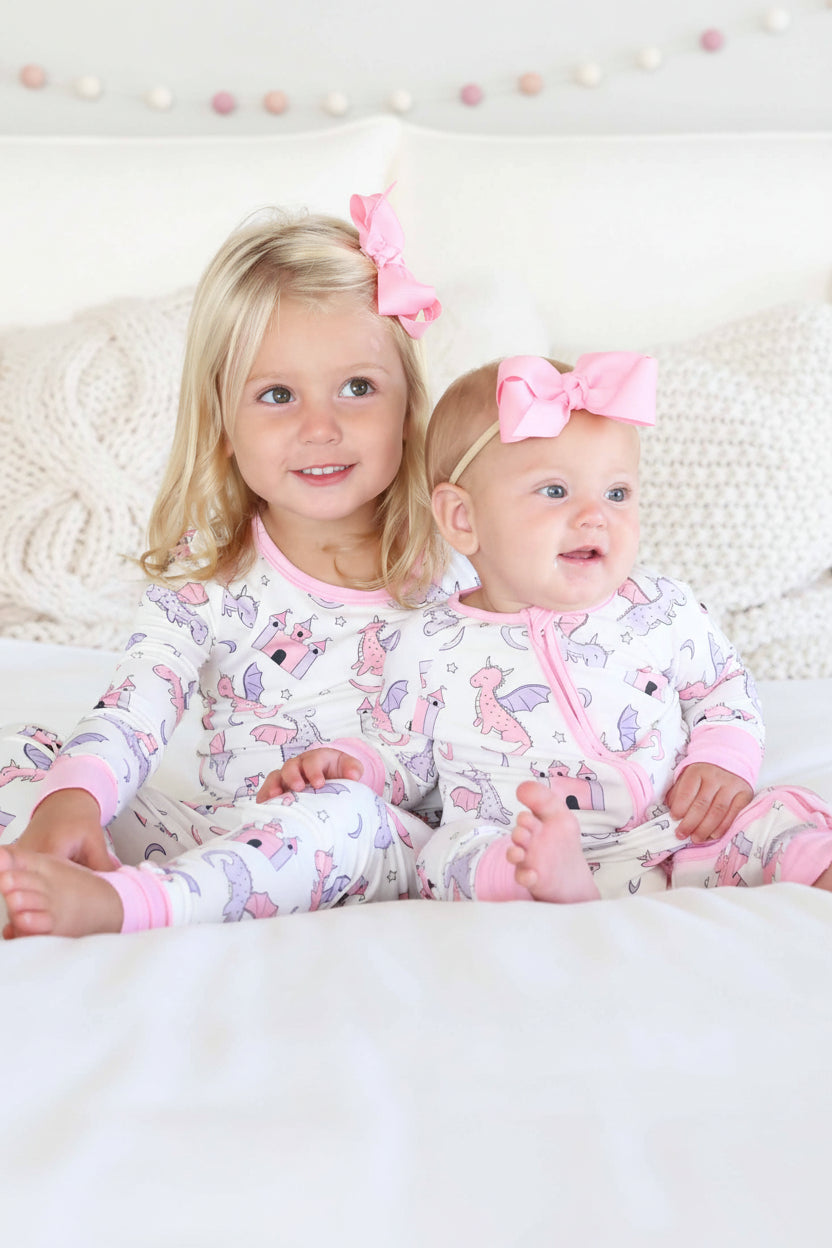 Dragon Adventure Two Piece Pajama Set | Pink