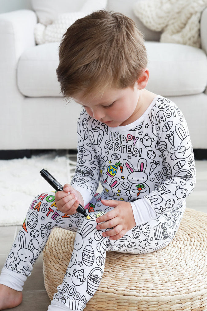 Colorable Two Piece Pajama Set | Hoppy Easter