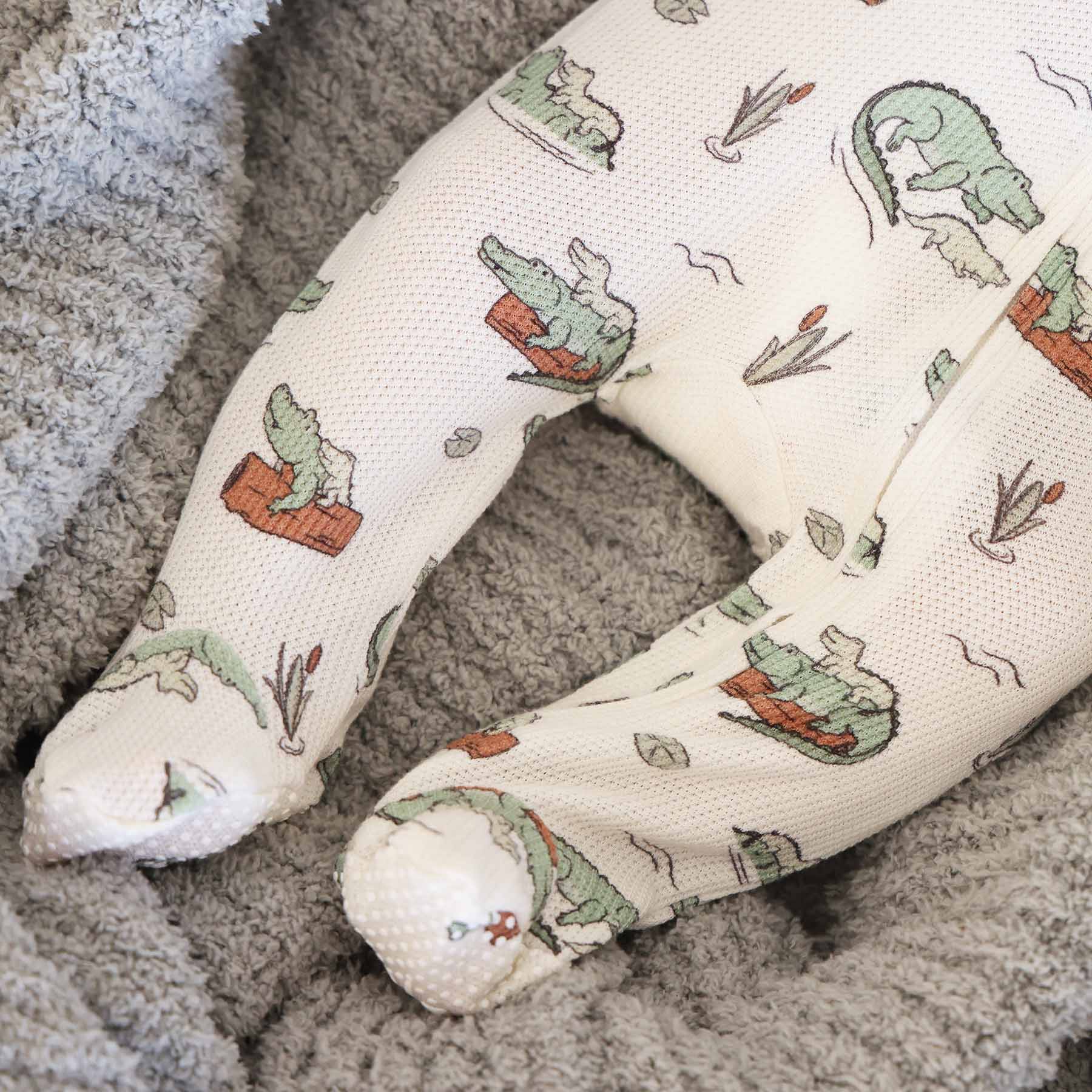 Later Gator Bamboo Waffle Zipper Footie