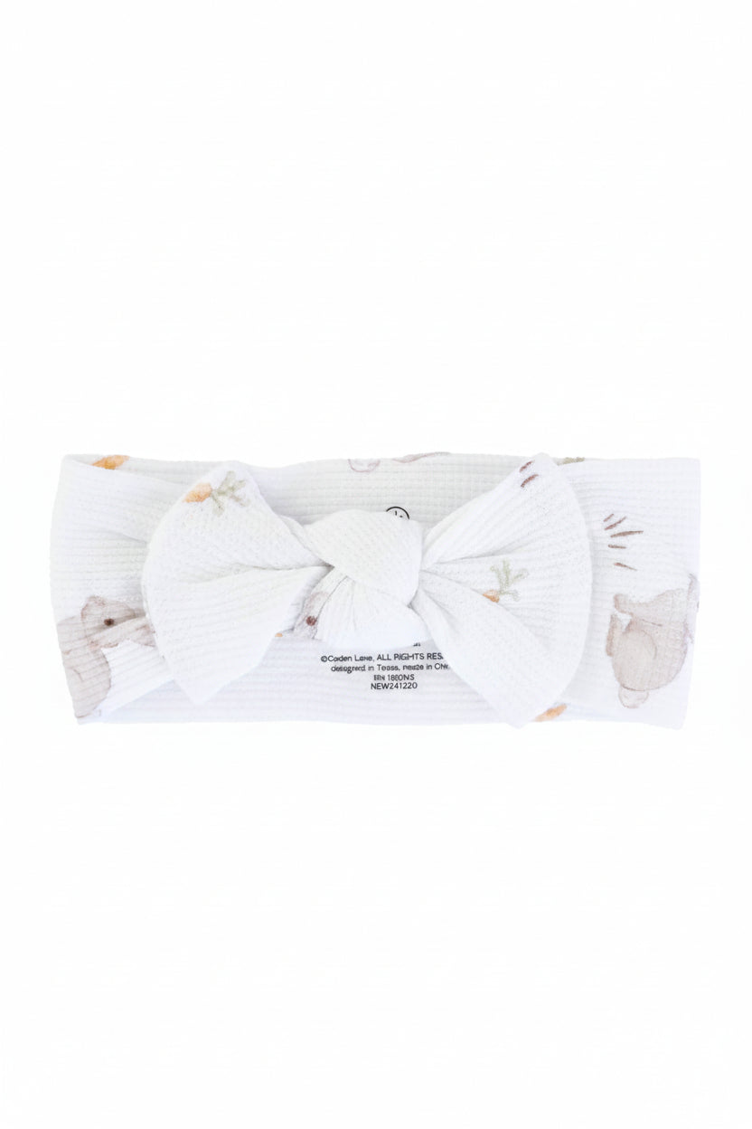 Hop Little Bunnies Bamboo Waffle Knit Large Bow Headwrap